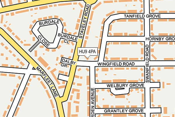HU9 4PA map - OS OpenMap – Local (Ordnance Survey)