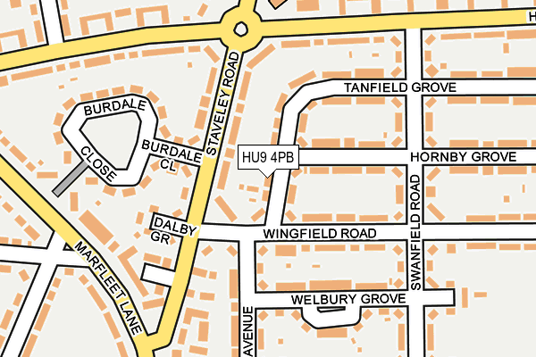 HU9 4PB map - OS OpenMap – Local (Ordnance Survey)