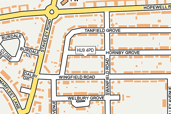 HU9 4PD map - OS OpenMap – Local (Ordnance Survey)