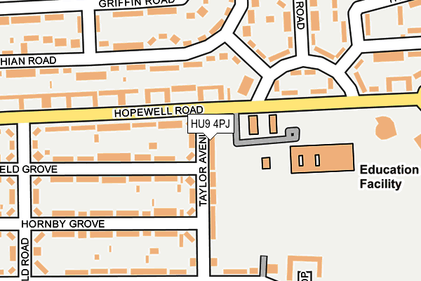 HU9 4PJ map - OS OpenMap – Local (Ordnance Survey)