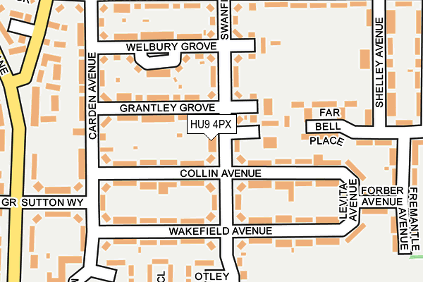 HU9 4PX map - OS OpenMap – Local (Ordnance Survey)