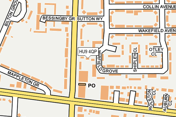 HU9 4QP map - OS OpenMap – Local (Ordnance Survey)