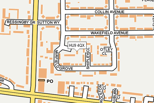 HU9 4QX map - OS OpenMap – Local (Ordnance Survey)