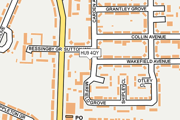 HU9 4QY map - OS OpenMap – Local (Ordnance Survey)