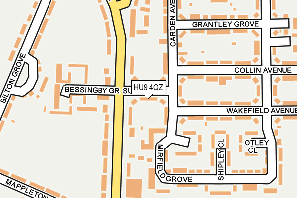 HU9 4QZ map - OS OpenMap – Local (Ordnance Survey)