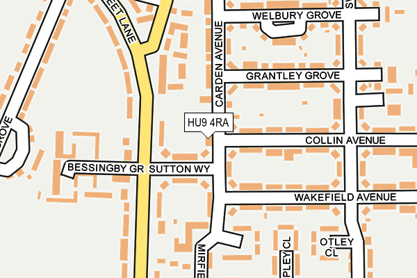 HU9 4RA map - OS OpenMap – Local (Ordnance Survey)