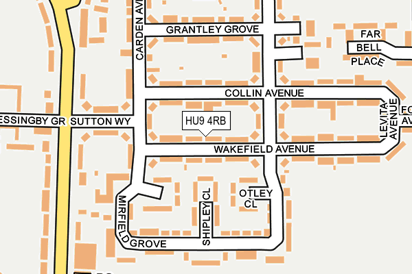 HU9 4RB map - OS OpenMap – Local (Ordnance Survey)