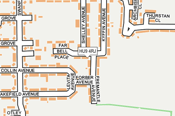 HU9 4RJ map - OS OpenMap – Local (Ordnance Survey)