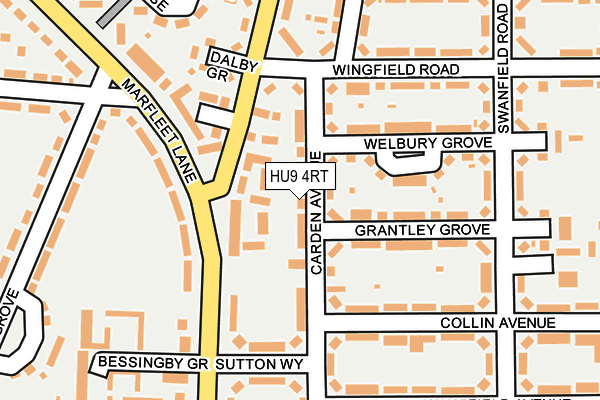 HU9 4RT map - OS OpenMap – Local (Ordnance Survey)