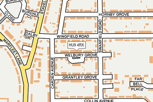 HU9 4RX map - OS OpenMap – Local (Ordnance Survey)