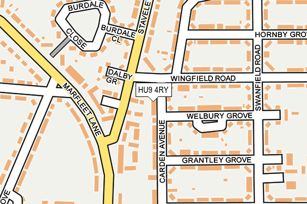 HU9 4RY map - OS OpenMap – Local (Ordnance Survey)