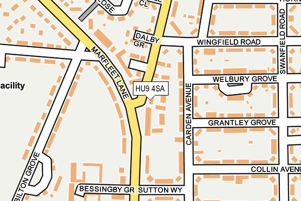 HU9 4SA map - OS OpenMap – Local (Ordnance Survey)