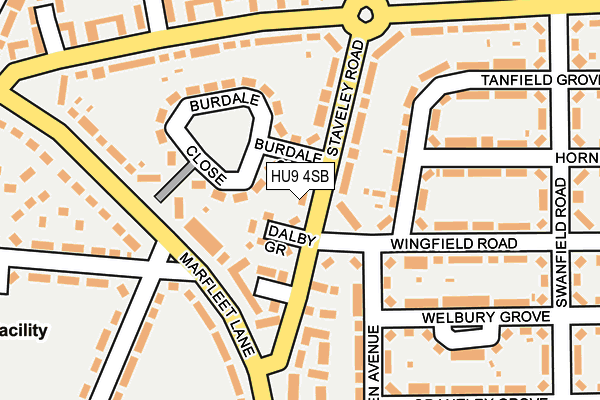 HU9 4SB map - OS OpenMap – Local (Ordnance Survey)