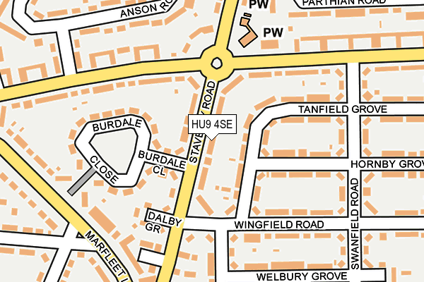 HU9 4SE map - OS OpenMap – Local (Ordnance Survey)