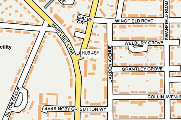 HU9 4SF map - OS OpenMap – Local (Ordnance Survey)