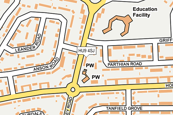 HU9 4SJ map - OS OpenMap – Local (Ordnance Survey)