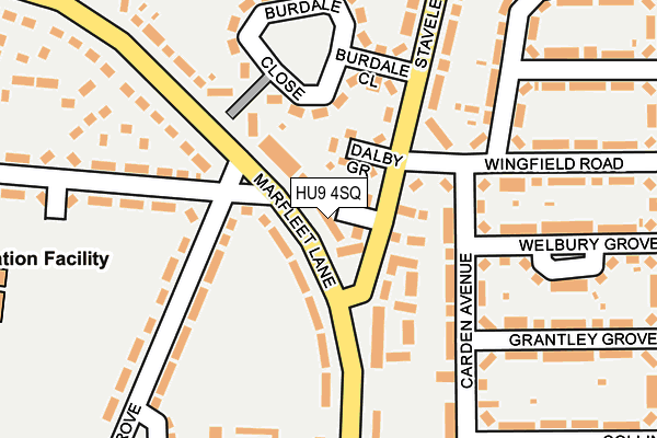 HU9 4SQ map - OS OpenMap – Local (Ordnance Survey)