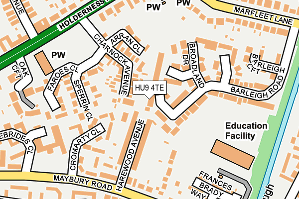 HU9 4TE map - OS OpenMap – Local (Ordnance Survey)