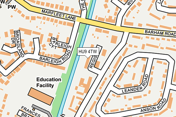 HU9 4TW map - OS OpenMap – Local (Ordnance Survey)