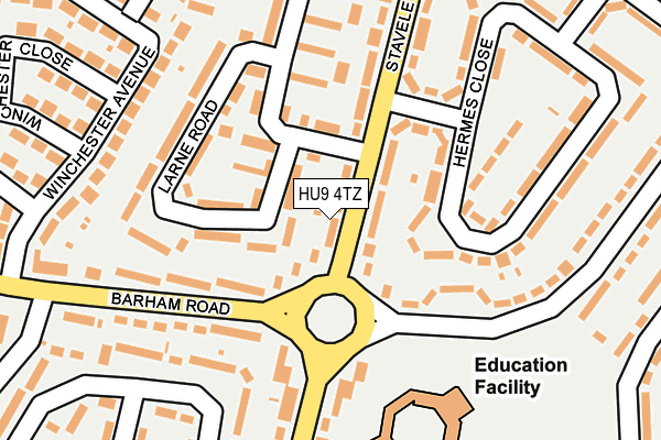 HU9 4TZ map - OS OpenMap – Local (Ordnance Survey)