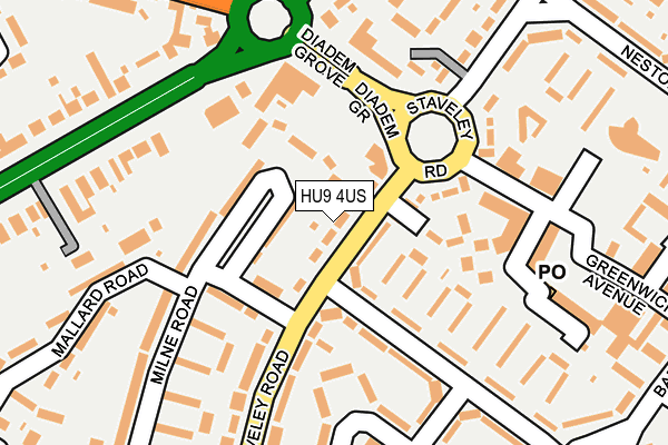 HU9 4US map - OS OpenMap – Local (Ordnance Survey)