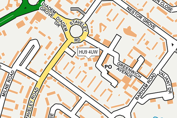 HU9 4UW map - OS OpenMap – Local (Ordnance Survey)
