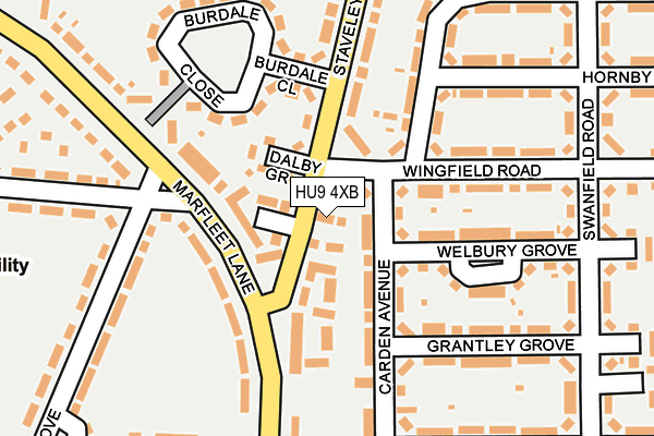 HU9 4XB map - OS OpenMap – Local (Ordnance Survey)
