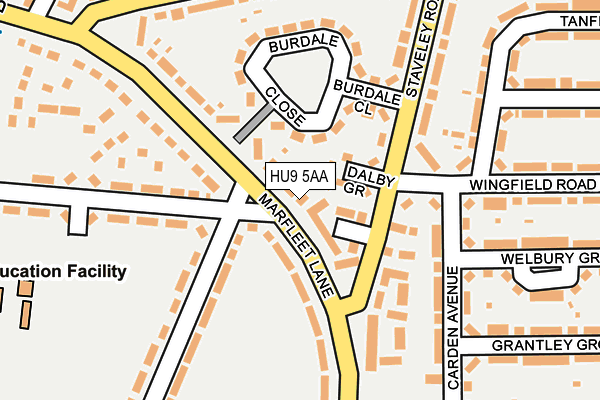 HU9 5AA map - OS OpenMap – Local (Ordnance Survey)