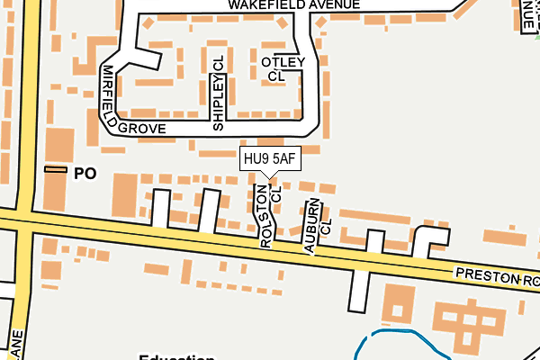 HU9 5AF map - OS OpenMap – Local (Ordnance Survey)