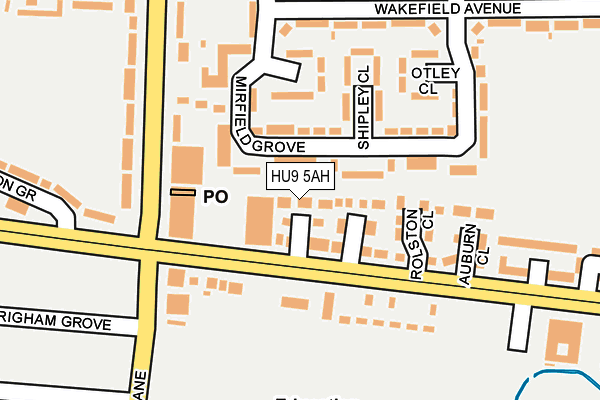 HU9 5AH map - OS OpenMap – Local (Ordnance Survey)