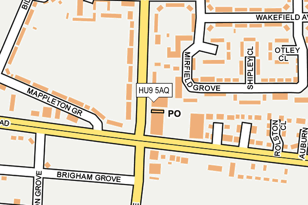 HU9 5AQ map - OS OpenMap – Local (Ordnance Survey)