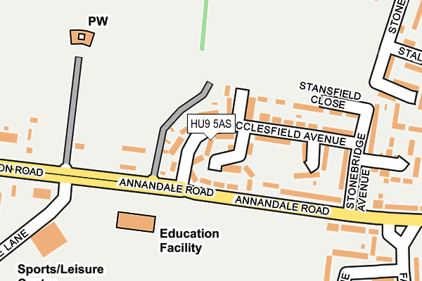 HU9 5AS map - OS OpenMap – Local (Ordnance Survey)