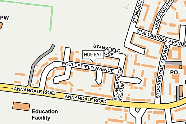 HU9 5AT map - OS OpenMap – Local (Ordnance Survey)