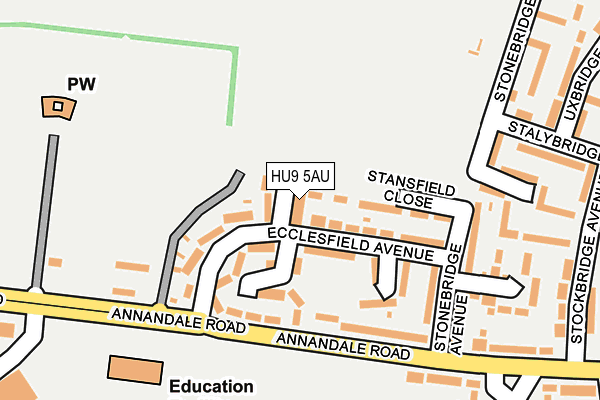 HU9 5AU map - OS OpenMap – Local (Ordnance Survey)