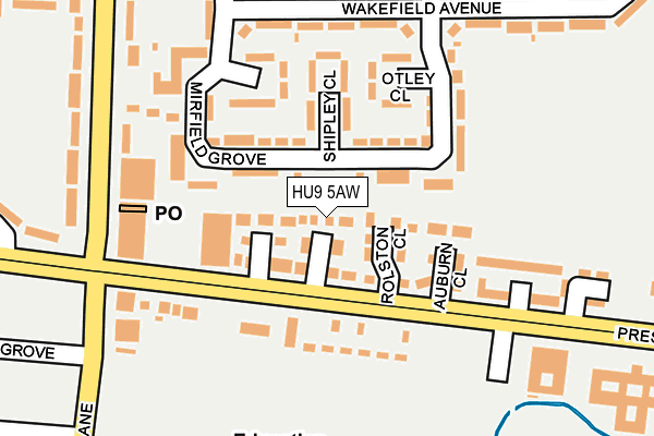 HU9 5AW map - OS OpenMap – Local (Ordnance Survey)