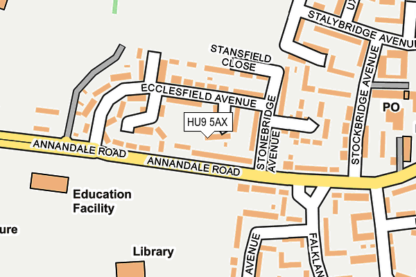 HU9 5AX map - OS OpenMap – Local (Ordnance Survey)