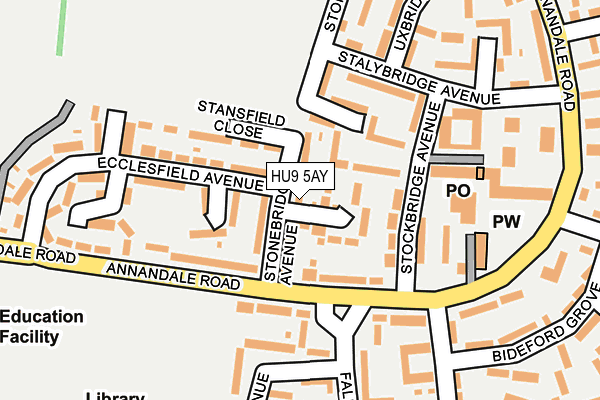 HU9 5AY map - OS OpenMap – Local (Ordnance Survey)