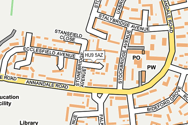 HU9 5AZ map - OS OpenMap – Local (Ordnance Survey)