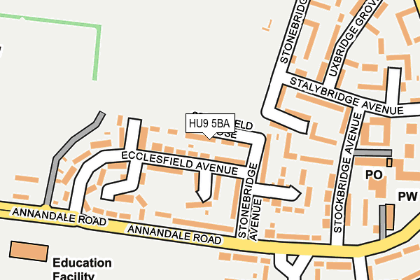 HU9 5BA map - OS OpenMap – Local (Ordnance Survey)