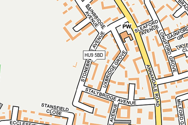 HU9 5BD map - OS OpenMap – Local (Ordnance Survey)