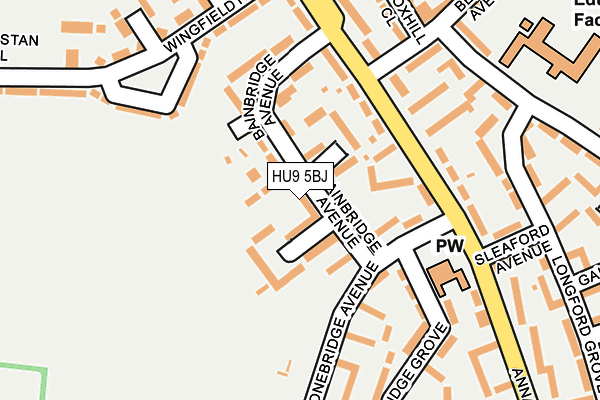 HU9 5BJ map - OS OpenMap – Local (Ordnance Survey)