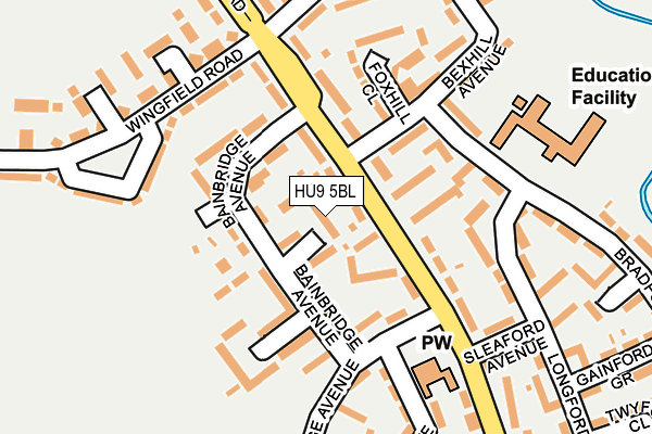 HU9 5BL map - OS OpenMap – Local (Ordnance Survey)