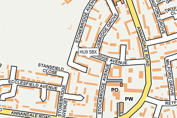 HU9 5BX map - OS OpenMap – Local (Ordnance Survey)