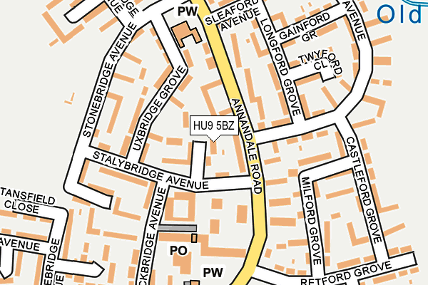 HU9 5BZ map - OS OpenMap – Local (Ordnance Survey)