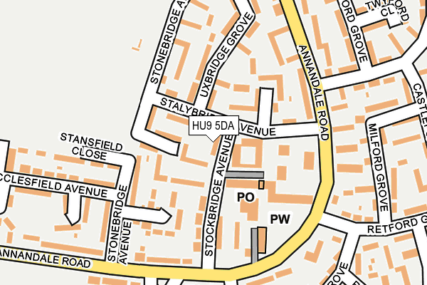 HU9 5DA map - OS OpenMap – Local (Ordnance Survey)