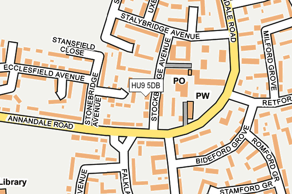 HU9 5DB map - OS OpenMap – Local (Ordnance Survey)