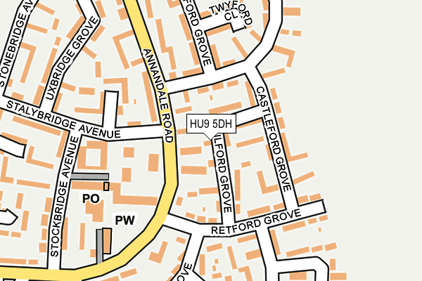 HU9 5DH map - OS OpenMap – Local (Ordnance Survey)