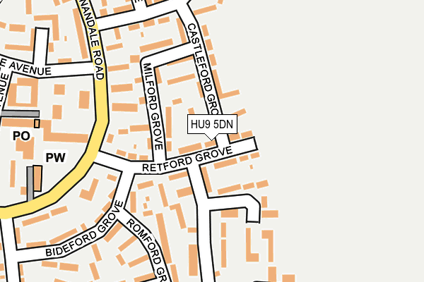 HU9 5DN map - OS OpenMap – Local (Ordnance Survey)