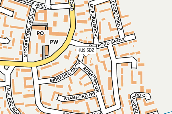 HU9 5DZ map - OS OpenMap – Local (Ordnance Survey)