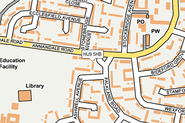 HU9 5HB map - OS OpenMap – Local (Ordnance Survey)